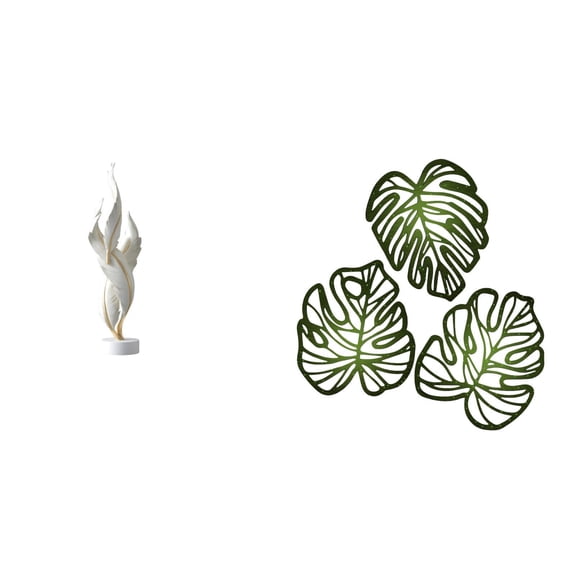 Feather Sculpture Palm Leaves Decorative Figurine Resin Material Modern Design for Home Office Living Room