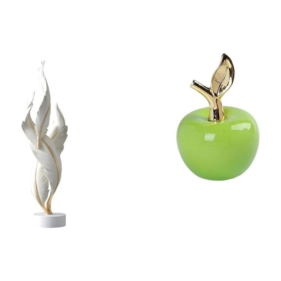 Feather Sculpture Statue Decorative Figurine Creative Resin Ceramic Modern Ornament for Office Home Desk Decor Gift