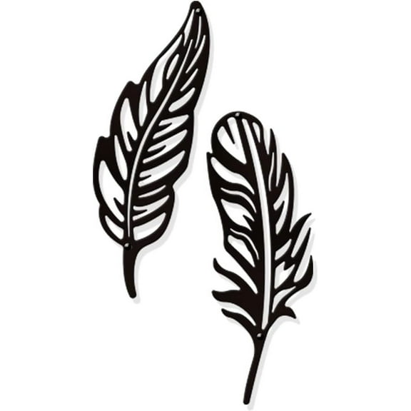 Feather Shape Silhouette Black Wall Hanging Metal Decoration for Home Office Wall Decoration