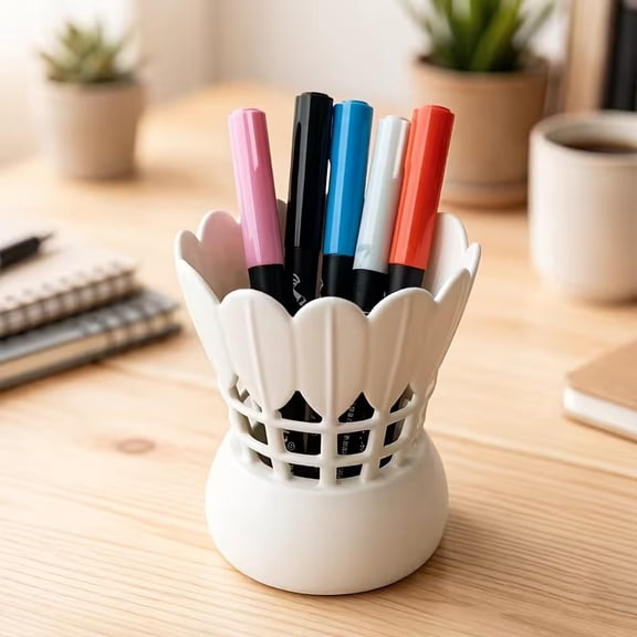 Feather Shaped Pen Holder Stand Multifunctional Desk Organizer for Pens Markers Highlighters Minimalist Home Office Study Accessory Compatible with Standard Writing Tools