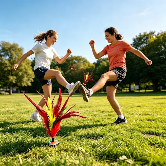 Feather Shuttlecock Kick Game Durable Rubber Base Coordination Training Toy Fitness Exercise Indoor Outdoor Play Tool, Leg Training Fun, for Home Park School Games