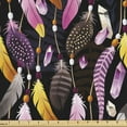 thumbnail image 1 of Feather Sofa Upholstery Fabric by the Yard, Various Bohemian Style Elements Illustration Fantasy Diamonds and Gems Motifs, Decorative Fabric for DIY and Home Accents, Plum and Mustard by Ambesonne, 1 of 5