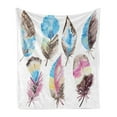 thumbnail image 1 of Feather Soft Flannel Fleece Throw Blanket, Abstract Feathers with Display Watercolor Style Boho Inspiration Vintage, Cozy Plush for Indoor and Outdoor Use, 70" x 90", Multicolor, by Ambesonne, 1 of 5