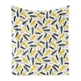 thumbnail image 1 of Feather Soft Flannel Fleece Throw Blanket, Bohemian Exotic Plumage with Watercolor Spots Pastel Print, Cozy Plush for Indoor and Outdoor Use, 50" x 70", Grey Yellow, by Ambesonne, 1 of 5