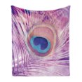 thumbnail image 1 of Feather Soft Flannel Fleece Throw Blanket, Bohemian Themed Close up Feather Photo of Color Peacock Bird Plume, Cozy Plush for Indoor and Outdoor Use, 70" x 90", Multicolor, by Ambesonne, 1 of 5