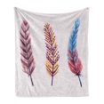 thumbnail image 1 of Feather Soft Flannel Fleece Throw Blanket, Graphic of Hand Painted Watercolor Bohemian Items Colorful Abstract Plumes, Cozy Plush for Indoor and Outdoor Use, 50" x 70", Multicolor, by Ambesonne, 1 of 5