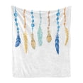 thumbnail image 1 of Feather Soft Flannel Fleece Throw Blanket, Multicolored Bird Feathers Ornamental Elements, Cozy Plush for Indoor and Outdoor Use, 50" x 70", Pale Orange Blue Seafoam, by Ambesonne, 1 of 6