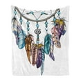 thumbnail image 1 of Feather Soft Flannel Fleece Throw Blanket, Ornate Dreamcatcher with Feathers and Gemstone Astrology, Cozy Plush for Indoor and Outdoor Use, 50" x 70", Multicolor, by Ambesonne, 1 of 6