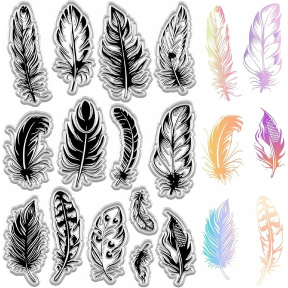 Feather Stamp Decorative Clear Stamps Reusable PVC Background Postmark Transparent Silicone Stamp Seal