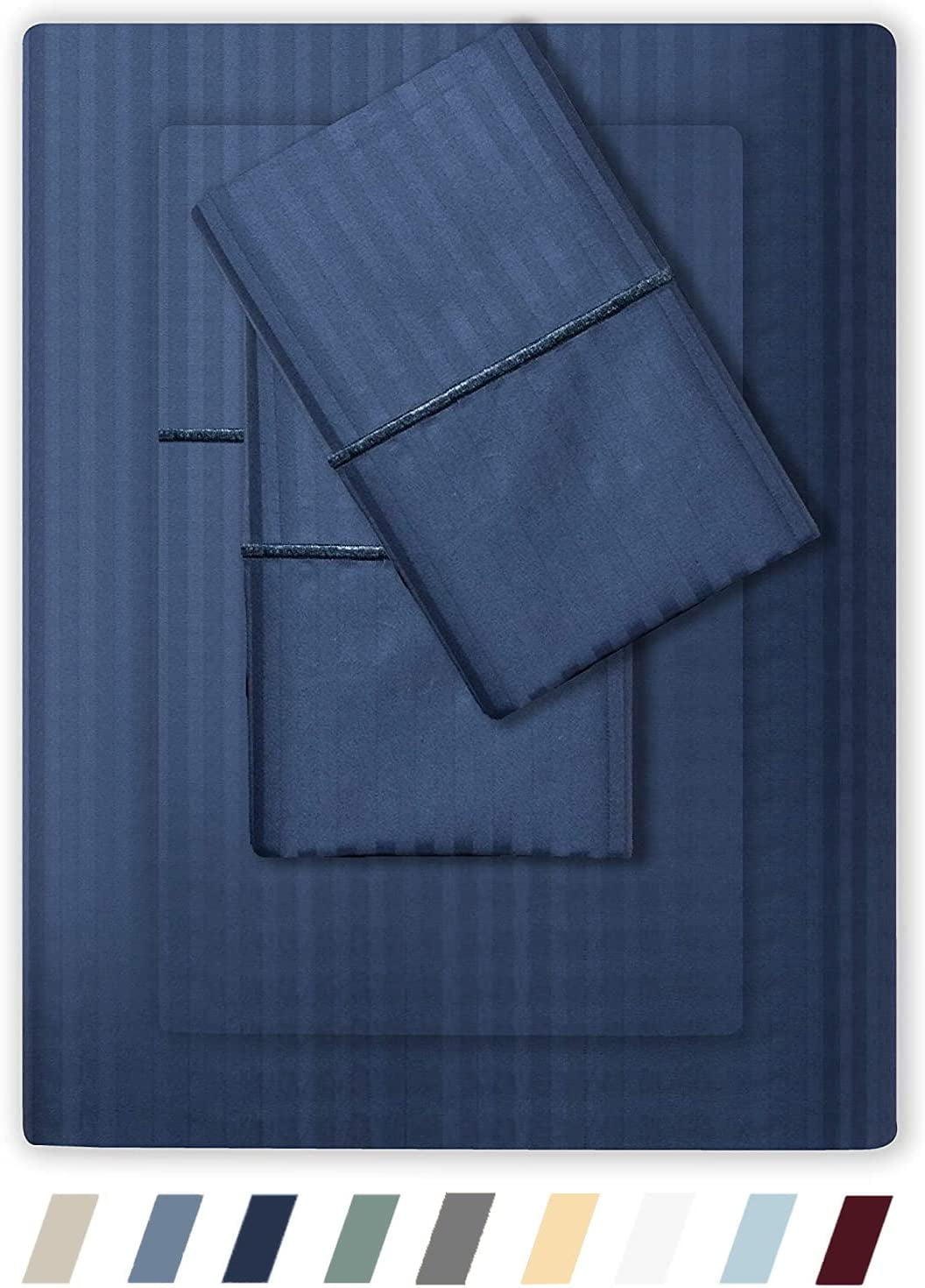 Feather & Stitch 500 Thread Count Damask Stripe Sheet Set with 2