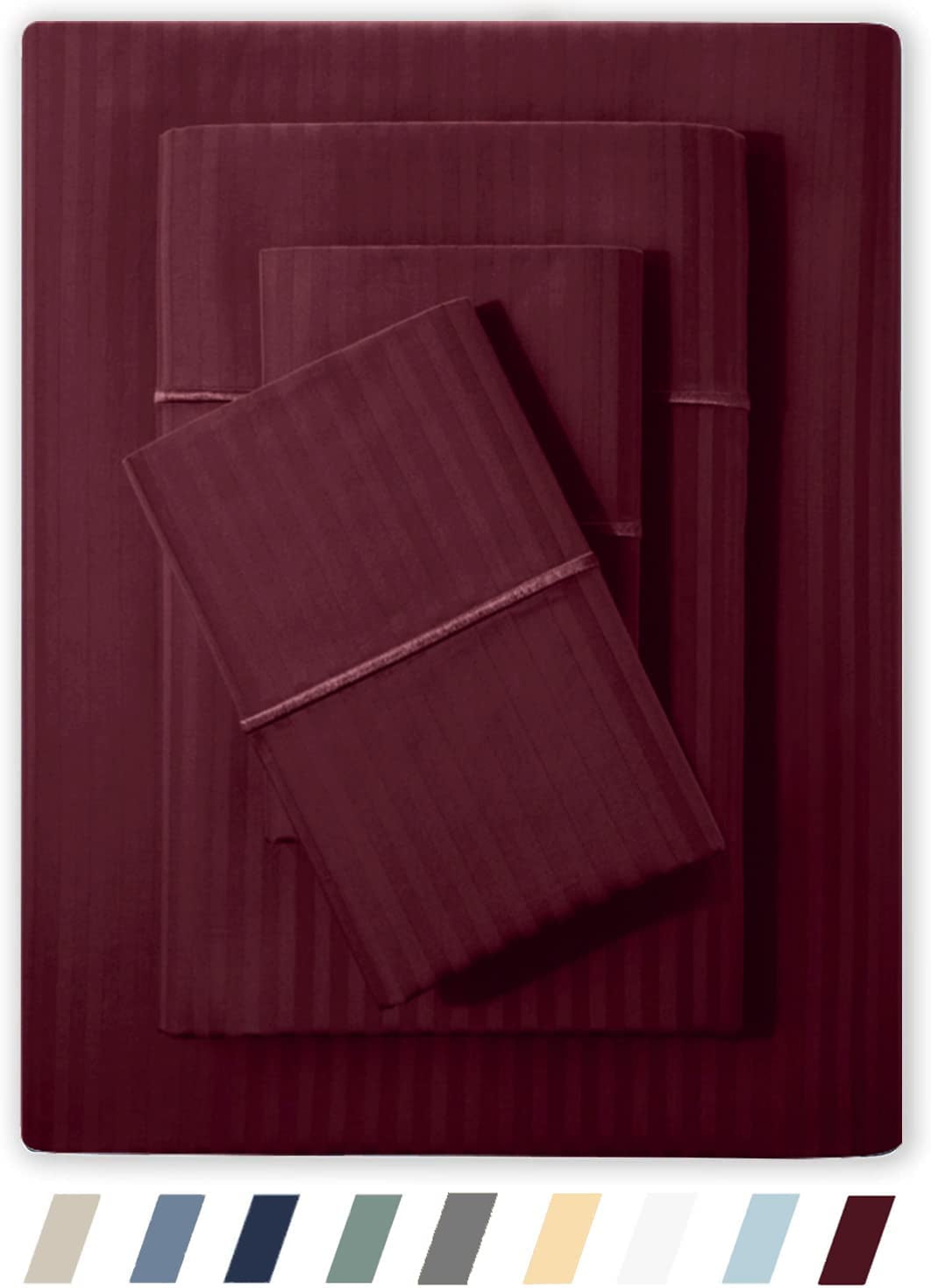 Feather & Stitch 500 Thread Count Damask Stripe Sheet Set Luxury