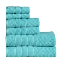 Feather & Stitch 6 Piece Sets of Bathroom Towels - 100% Cotton High Quality - Fade Resistant Hotel Collection Bath Towel Set - 2 Bath Towels, 2 Hand Towels & 2 Washcloth - Aqua