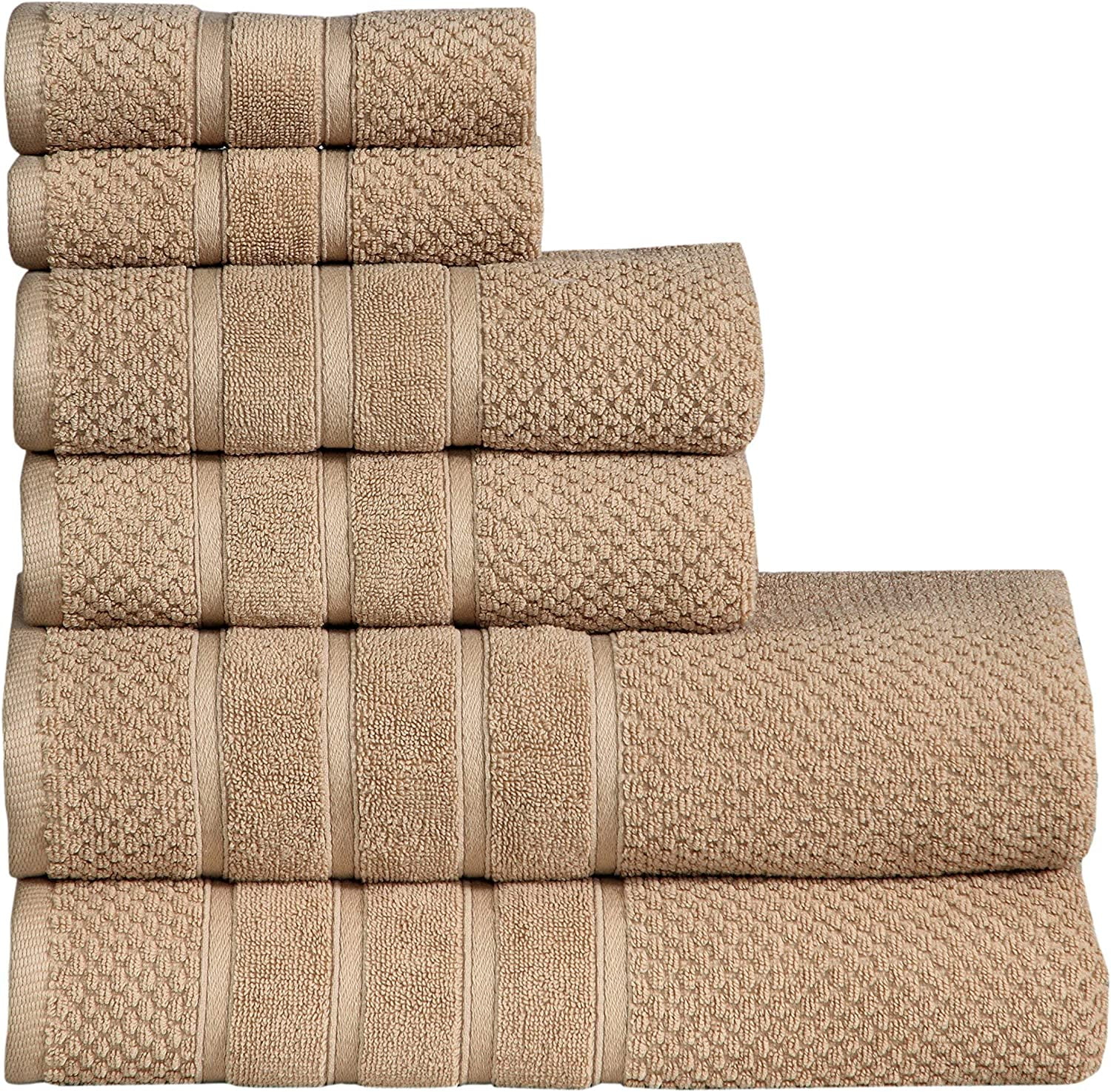 Feather & Stitch 6 Piece Bathroom Towel Set 100 Cotton, Fade