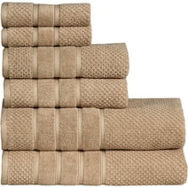Feather & Stitch 6 Piece Sets of Bathroom Towels - 100% Cotton High Quality - Fade Resistant Hotel Collection Bath Towel Set - 2 Bath Towels, 2 Hand Towels & 2 Washcloth - Linen