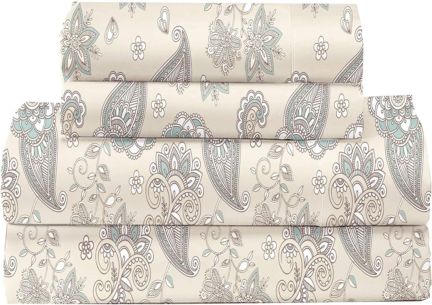 Feather & Stitch Cooling 4 Piece Luxury Bed Sheets Set Softest 100