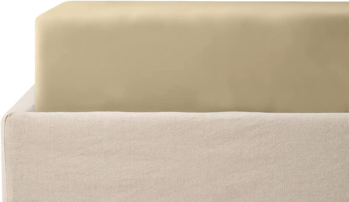 Feather & Stitch Fitted Sheet 17InchDeep Pocket Bottom Sheet 400 Thread Count Wrinkle Free