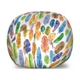thumbnail image 1 of Feather Storage Toy Bag Chair, Pattern with Watercolor Drawing Style Feathers with Motifs Art, Stuffed Animal Organizer Washable Bag, Large Size, Multicolor, by Ambesonne, 1 of 3