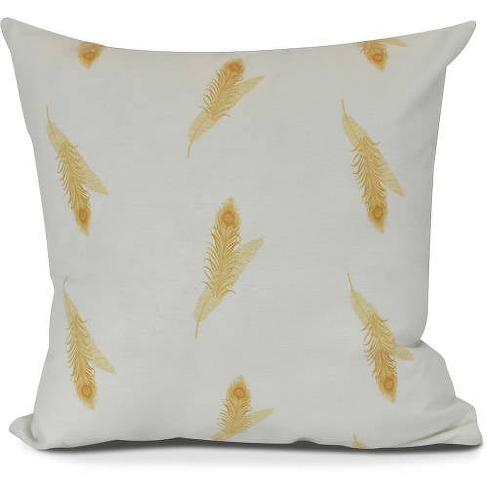 Feather Stripe Floral Print Pillow