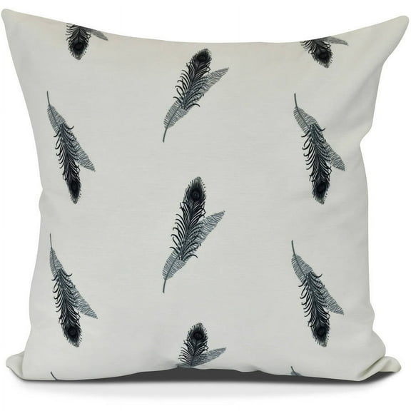 Feather Stripe Floral Print Pillow