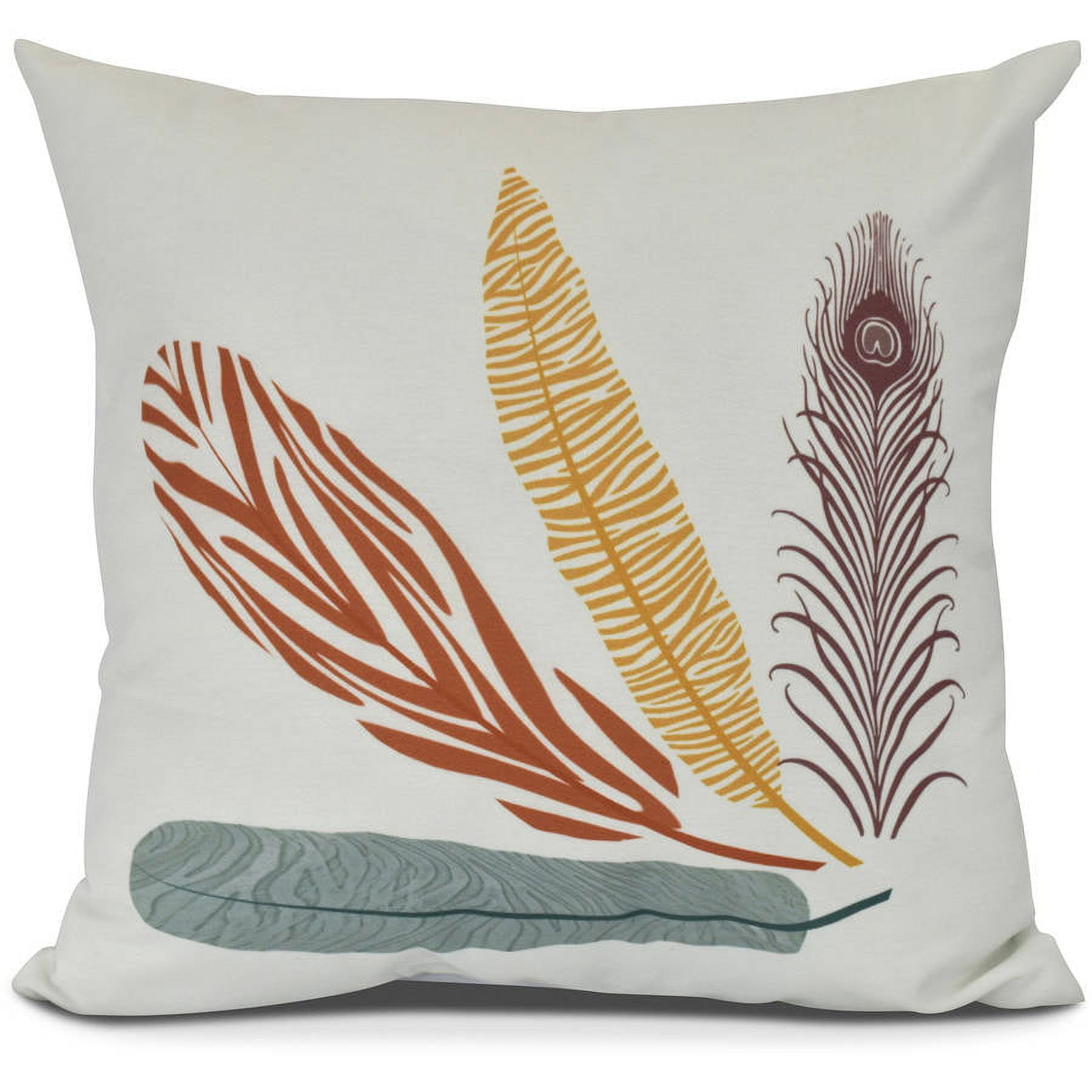 Feather Study Floral Print Outdoor Pillow