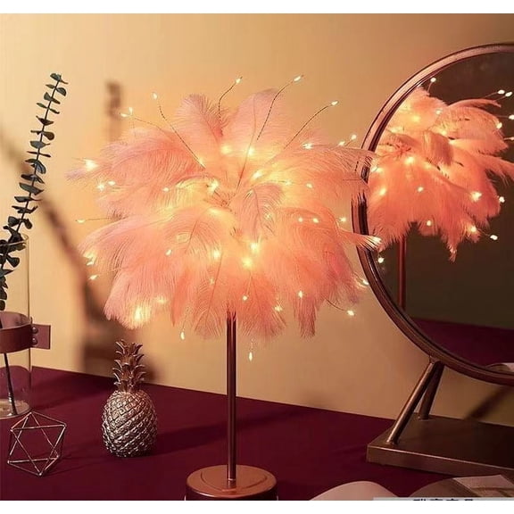 Feather Table Lamp USB Creative Warm Light Tree Wedding Home Bedroom Decoration