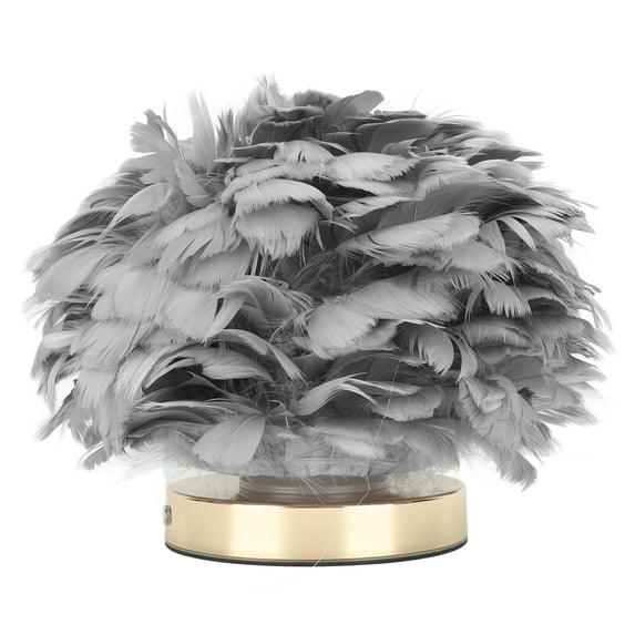 Feather Table Lamp Stepless Dimming USB Charging Touch Control LED Table Lamp for Bedroom Cafe Grey