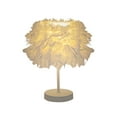 thumbnail image 1 of Feather Table Light, Home Decorative Bedside Desk Lamp Elegant Feather Lampshade LED Night Lamp, Soft Lighting Romantic Atmosphere Light for Living Room Wedding Room Bedroom, 1 of 6
