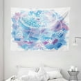 thumbnail image 1 of Feather Tapestry, Abstract Dream Catcher with Watercolor Background Artistic Brushstrokes, Wall Hanging for Bedroom Living Room Dorm Decor, 80W X 60L Inches, Pale Blue Lilac White, by Ambesonne, 1 of 2