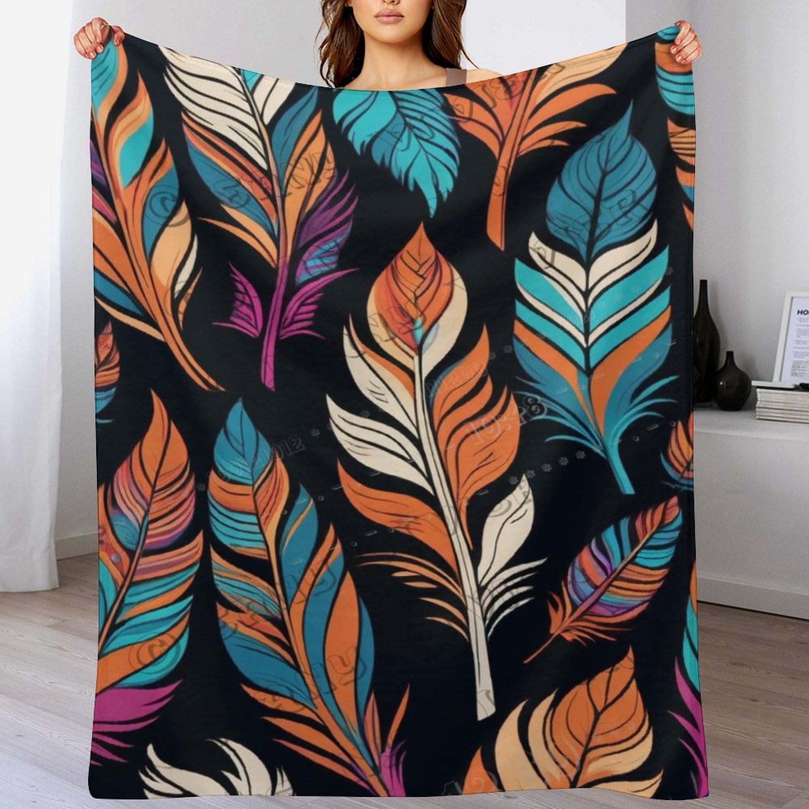 Feather Throw Blanket for Kids Girls Gifts Fleece Blankets Luxury Woman