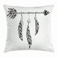 thumbnail image 1 of Feather Throw Pillow Cushion Cover, Bohemian Arrow Design with Tribal Folklore Inspirations Monochrome Arrangement, Decorative Square Accent Pillow Case, 24 X 24 Inches, Black and White, by Ambesonne, 1 of 2