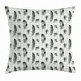 thumbnail image 1 of Feather Throw Pillow Cushion Cover, Grunge Plumage on Geometric Inner Squares Sketchy Gothic Background, Decorative Square Accent Pillow Case, 18 X 18 Inches, Pale Grey Black White, by Ambesonne, 1 of 2