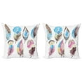 thumbnail image 1 of Ambesonne Feather Throw Pillow Cover 2 Pack, Abstract Boho Art, 20", Multicolor, 1 of 2