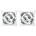 thumbnail image 1 of Ambesonne Feather Throw Pillow Cover 2 Pack, Prehistoric Tribal Geometric, 24", White and Black, 1 of 2
