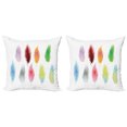 thumbnail image 1 of Ambesonne Feather Throw Pillow Cover 2 Pack, Bohemian Colorful Fluff, 24", Multicolor, 1 of 5