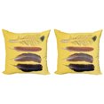 thumbnail image 1 of Ambesonne Feather Throw Pillow Cover 2 Pack, Orient Animal Wing Items, 18", Mustard and Multicolor, 1 of 2