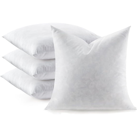 Feather Throw Pillow Inserts Set of 4, Soft Fluffy Square 22 x Inches Decorative Insert, and Down Euro Pillows for Bed, Couch Cushion
