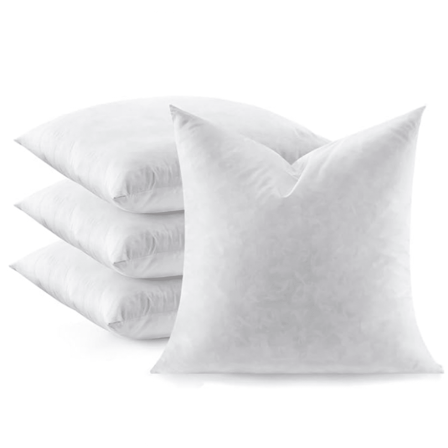 Throw Pillow Inserts Set of 4, Soft Fluffy Square 22 x 22 Inches Decorative Pillow Insert, Feather and Down Euro Pillows for Bed, Couch and Cushion