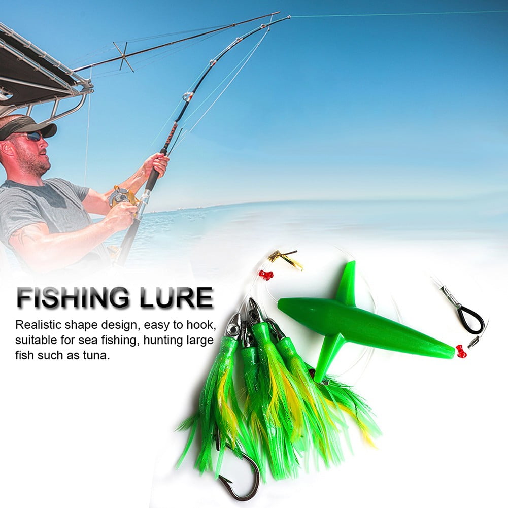 Feather Trolling Skirt Tuna Lure for Big Game Fishing Rigged with Steel Hook