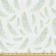 thumbnail image 1 of Feather Upholstery Fabric by the Yard, Soft Toned Hippie Style Ethnic Peacock Plumage Bohemian Symbol, Decorative Fabric for DIY and Home Accents, Mint Green and White by Ambesonne, 1 of 5