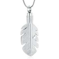Feather Urn Pendant Necklace for Ashes Stainless Steel Memorial Jewelry Birds Feather Design Urn Necklace for Women Men Cremation Jewelry Keepsake Urn Necklace
