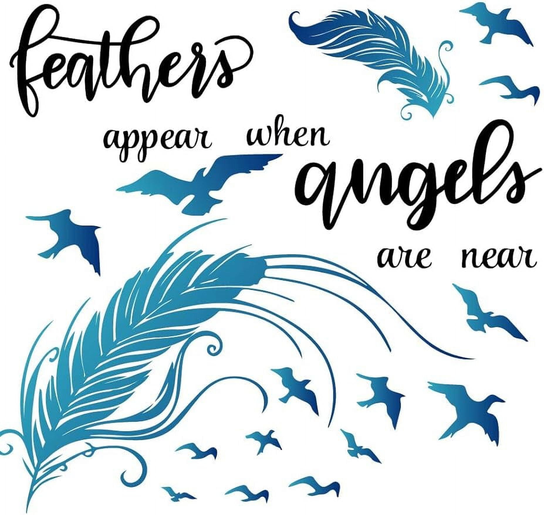 Feather Wall Stickers Feathers Appear When Angels are Near Vinyl Sticker Inspirational Quote