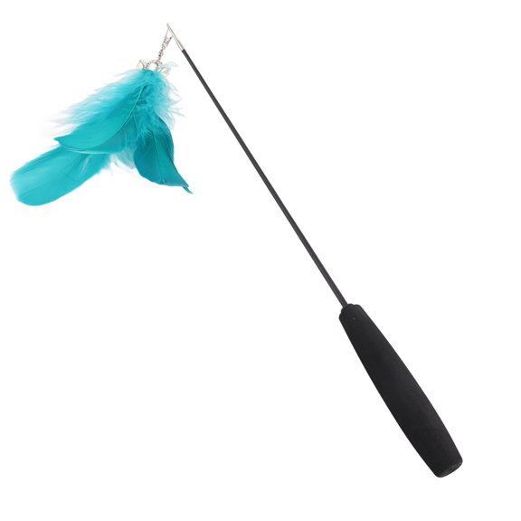 Feather Wand Cat Toy, Vibrant & Bright Feathers, Bells for Sensory Engagement, Telescopic Flutter-ee Design for Easy Storage, Promotes Hunting Instincts & Alertness, Pet Friendly