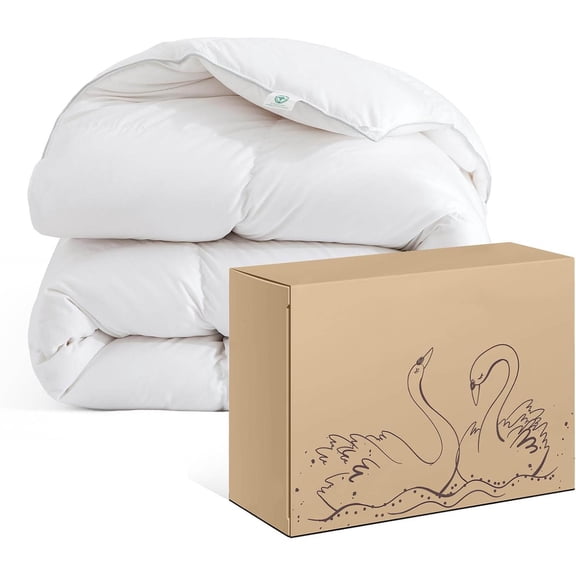 Feather and Down Fibres Comforter - 100% Organic Cotton, Quill-Free & Ethical, Luxury All Season Duvet Insert
