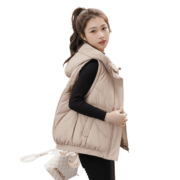 Feather cotton waistcoat female autumn and winter short section shoulders cotton clothing vest cotton jacket jacket commuting versatile horse clip