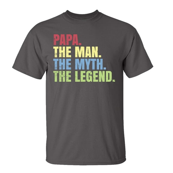 Feather's Day Papa The Man The Myth The Legend Short Sleeve T-Shirt-Charcoal-Large