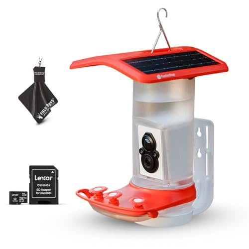 FeatherSnap Smart Hummingbird Feeder with HD Camera WiFi Solar Bird Feeder, Motion Sensor, App Alerts, Live Video, Photo Capture 1L Capacity, SD Card & Cleaning Cloth Included