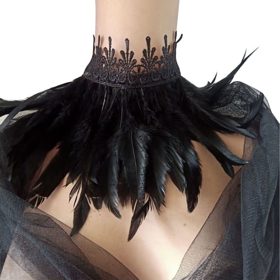 Feathered Choker Necklace Lace Feathered Necklace Collar Neck Collar Halloween Cosplay Costume Victorian Jewelry Gift