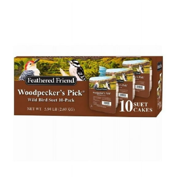 Feathered Friend 14379 Woodpecker Suet Wild Bird Food, 9.5 oz. Each, 10-Pk. - Quantity 1