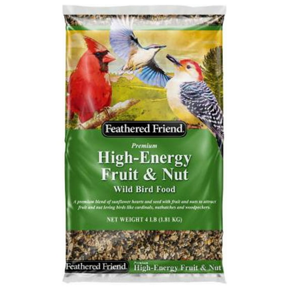 Feathered Friend 14392 High-Energy Fruit & Nut Wild Bird Food, 4 Lb. Bag - Quantity 8