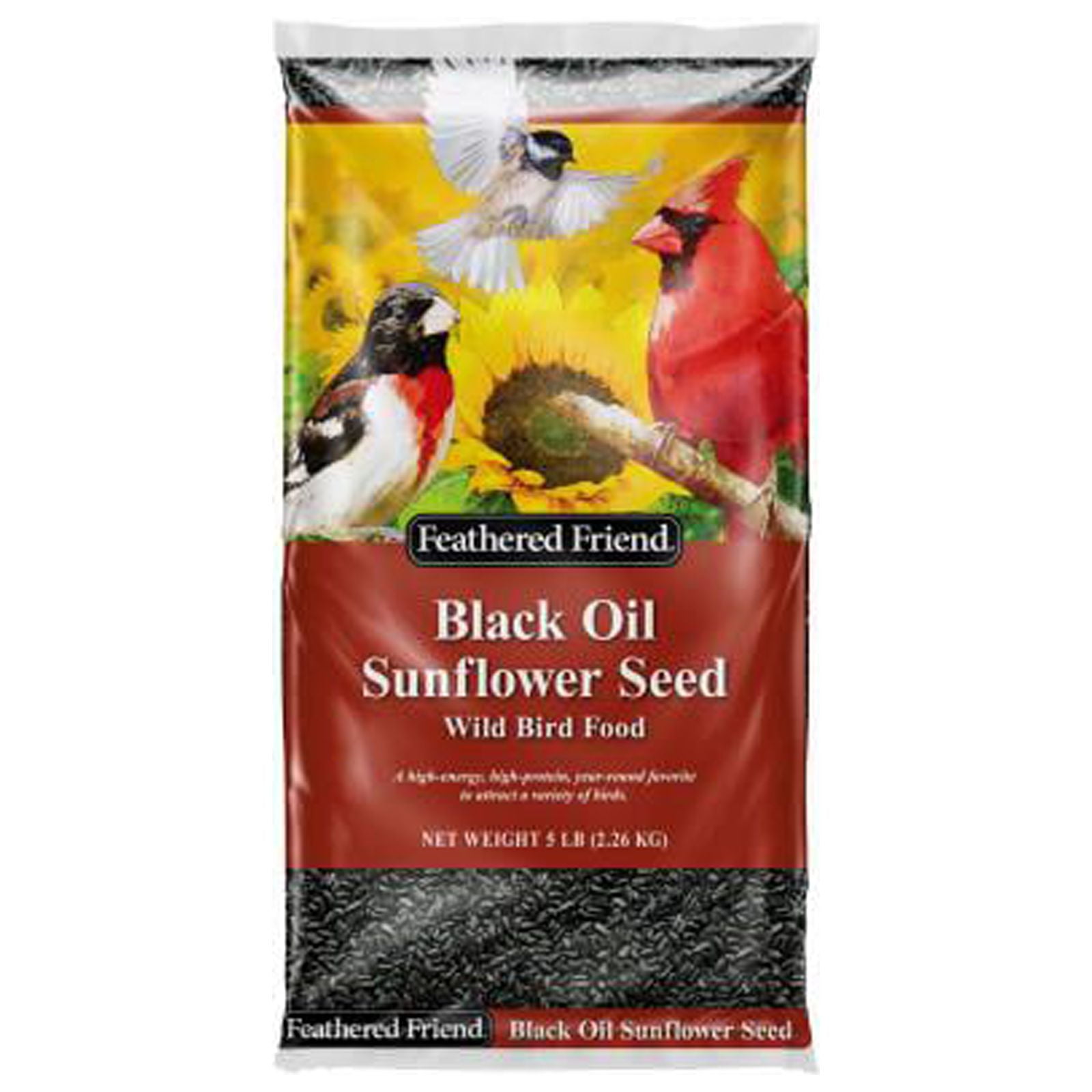Feathered Friend 14416 Black Oil Sunflower Seed Wild Bird Food, 5 Lb